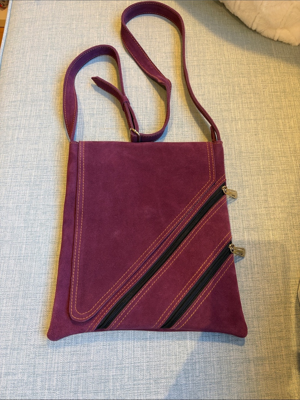 Vintage Purple Suede Crossbody Purse